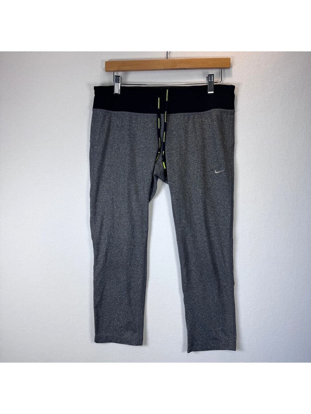 Nike Dri-FIT Running Leggings Womens L Gray 7/8 Reflective Crop Tights